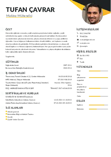 Makine Mühendisi Cv Örnekleri cv indir